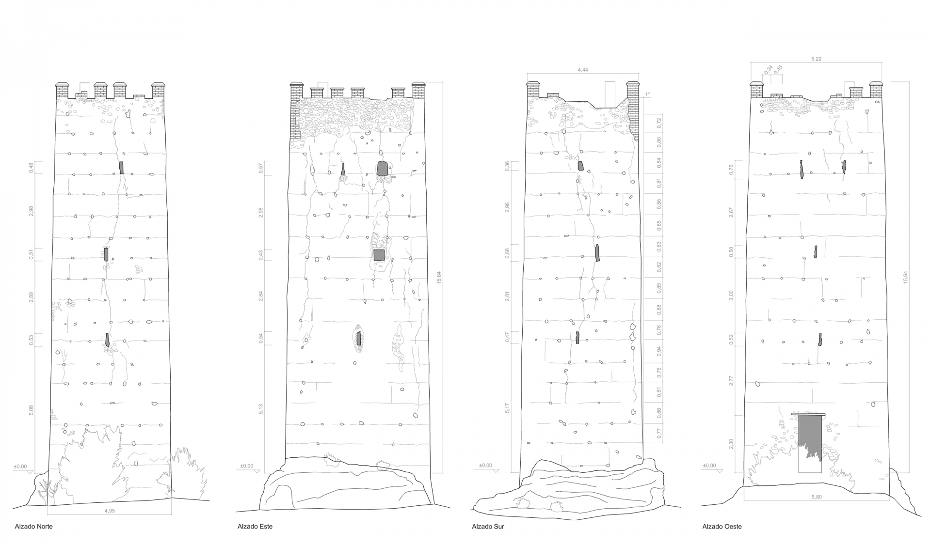 Alzados estado previo